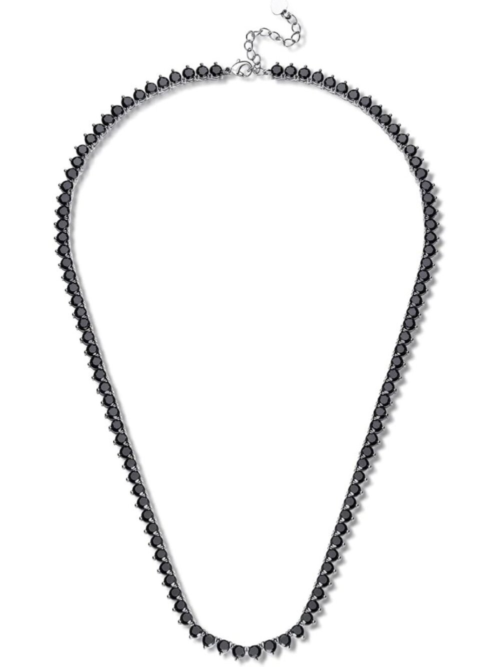 Sparkly Black CZ Tennis Necklace, 4mm Cubic Zirconia Choker, Adjustable Layering